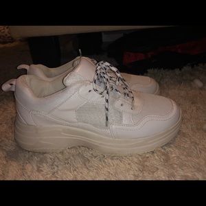 Platform white sneakers